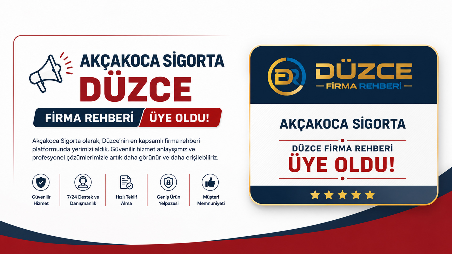 Akcakoca Sigorta Artık Düzce Firma Rehberi Üyesi